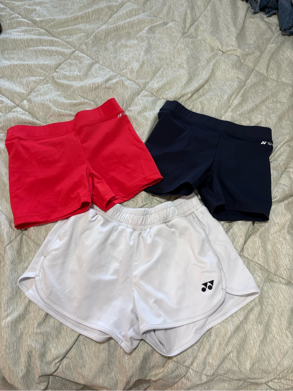 YONEX Women's Athletic Shorts - White, Navy, Red